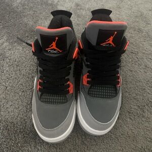 Jordan Men's Gray and Black Sneakers with Red Accents